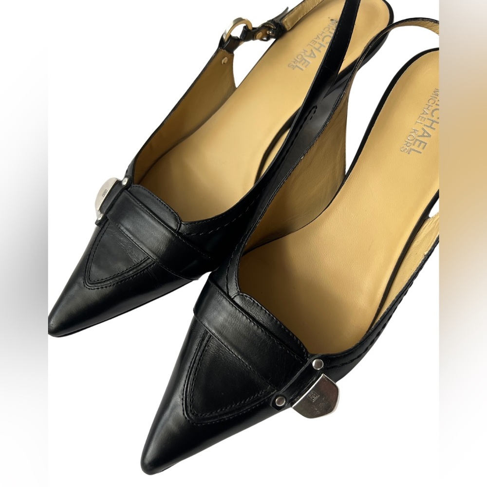 Michael Kors Black Leather Kitten Heels – Classic & Elegant